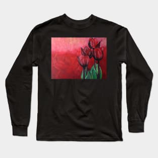 Tulips in Red - Abstract Art Long Sleeve T-Shirt